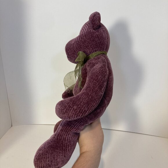 Teddy Bear Purple Chenille Corduroy Bow 16" Pier 1 Imports Stuffed Toy Plush - Picture 6 of 11